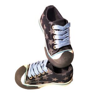 Morgan & Milo Sneaker Kids 6.5 Navy Blue Suede Shoes STARS Lace Up Casual Unisex